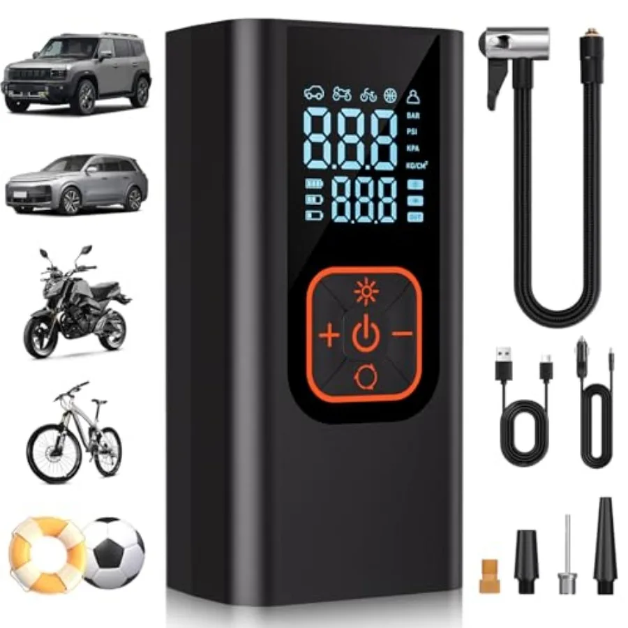 180PSI Tire Inflator Portable Air Compressor 6X Faster Air Pump for Car Tires with Digital Pressure Gauge 12V DC Adapter LED Li
180PSI Tire Inflator Portable Air Compressor 6X Faster Air Pump for Car Tires with Digital Pressure Gauge 12V DC Adapter LED Li