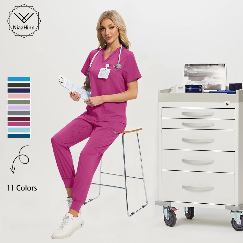 Spandex Elastic Surgical Clothing V-neck Short Sleeved Top Pant Sets Hospital Nurse Female Operating Room Surgical Uniform Women
Spandex Elastic Surgical Clothing V-neck Short Sleeved Top Pant Sets Hospital Nurse Female Operating Room Surgical Uniform Women