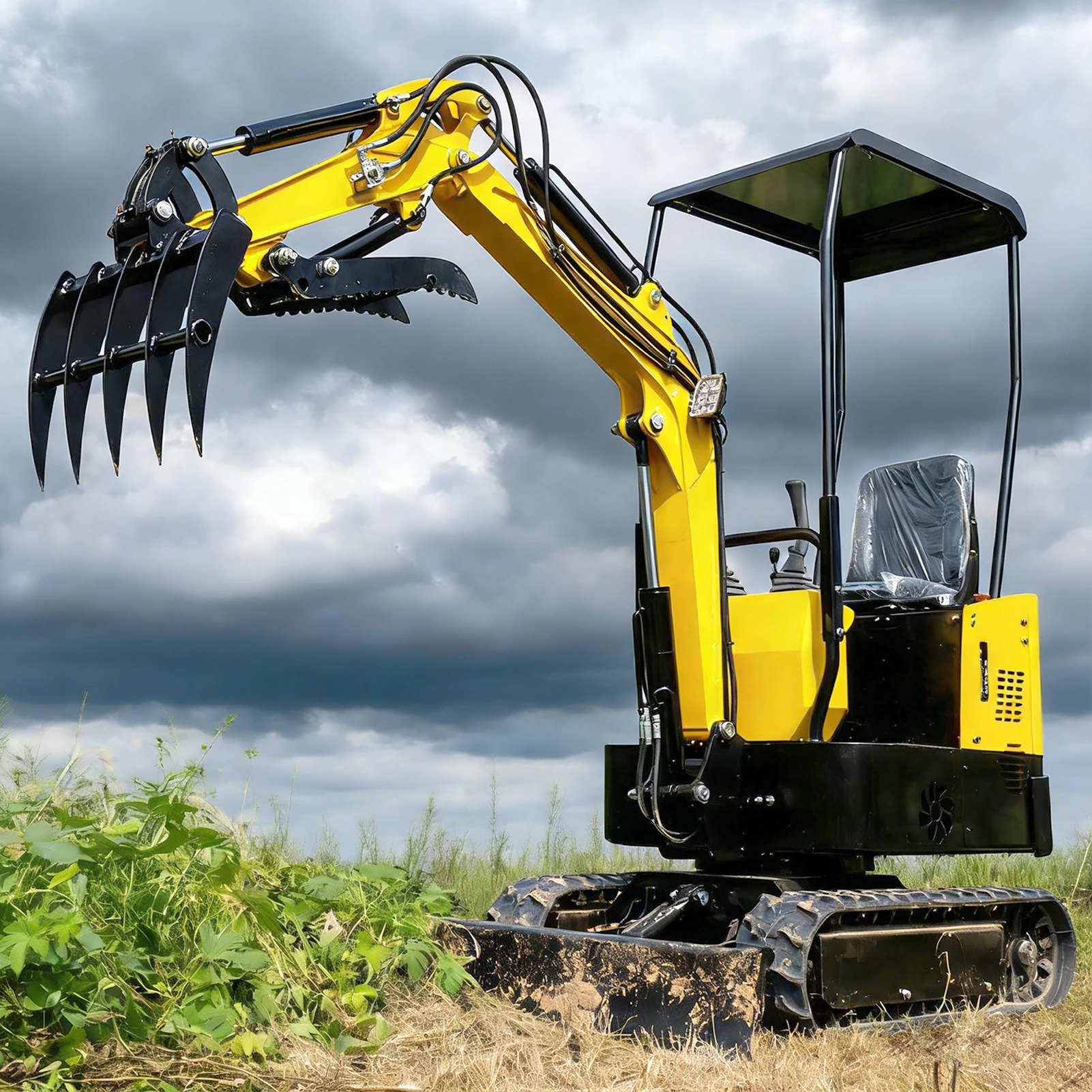 Mini Excavator Grapple Rake, Heavy Duty Steel Root Rake Attachment for 1-2 Ton Excavator, for Tilling, Clearing, Sorting Debris
Mini Excavator Grapple Rake, Heavy Duty Steel Root Rake Attachment for 1-2 Ton Excavator, for Tilling, Clearing, Sorting Debris