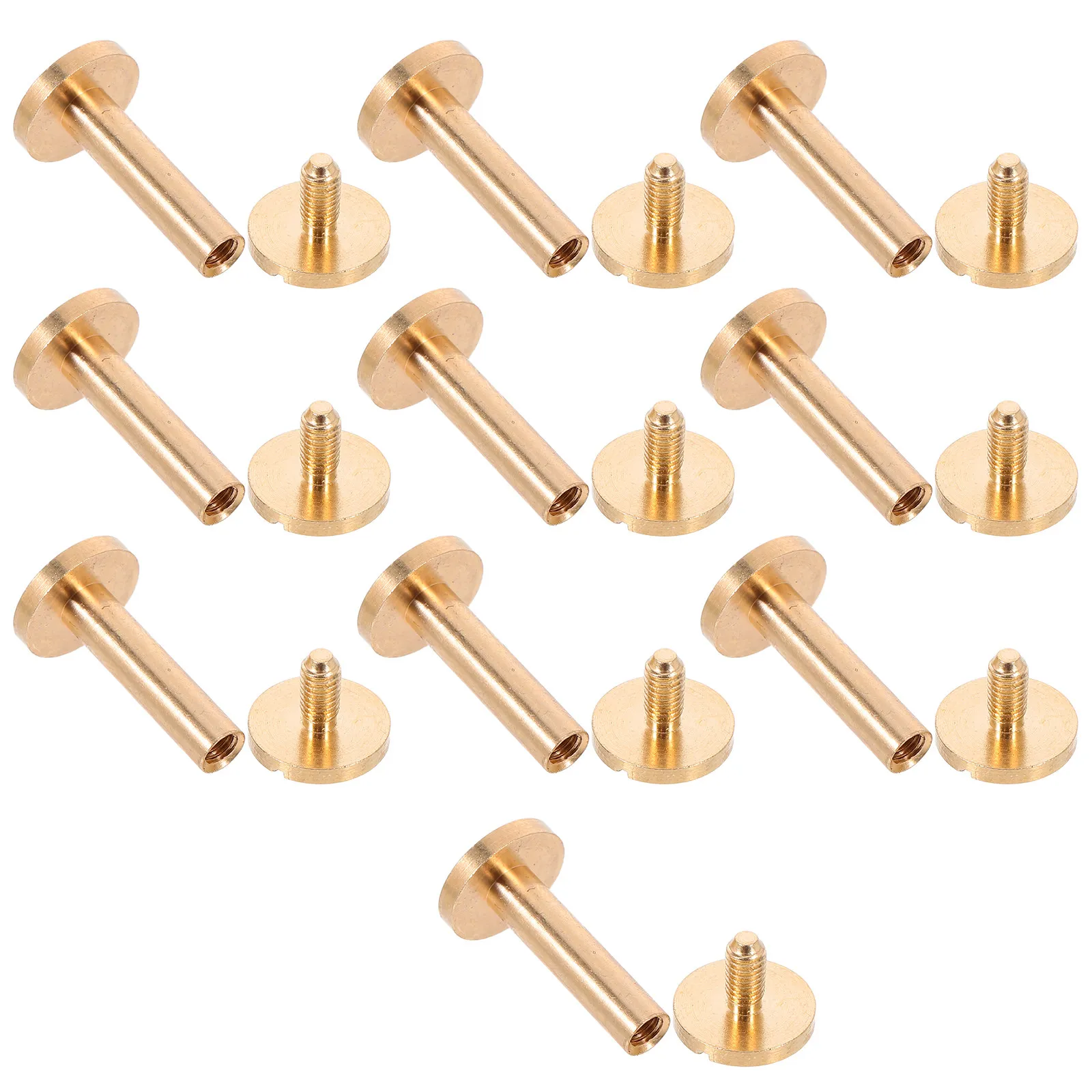 10Sets Pure Brass Flat Head Button Stud Rivets Binding Screws for Belts Waistbands Purses Shoes Bags DIY Metal Craft Projects
10Sets Pure Brass Flat Head Button Stud Rivets Binding Screws for Belts Waistbands Purses Shoes Bags DIY Metal Craft Projects