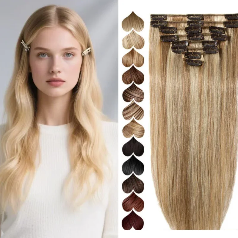 100% Human Hair Clip In Extensions 7 Pieces Straight Hair Weft Custom Lot Color Length Weight
100% Human Hair Clip In Extensions 7 Pieces Straight Hair Weft Custom Lot Color Length Weight