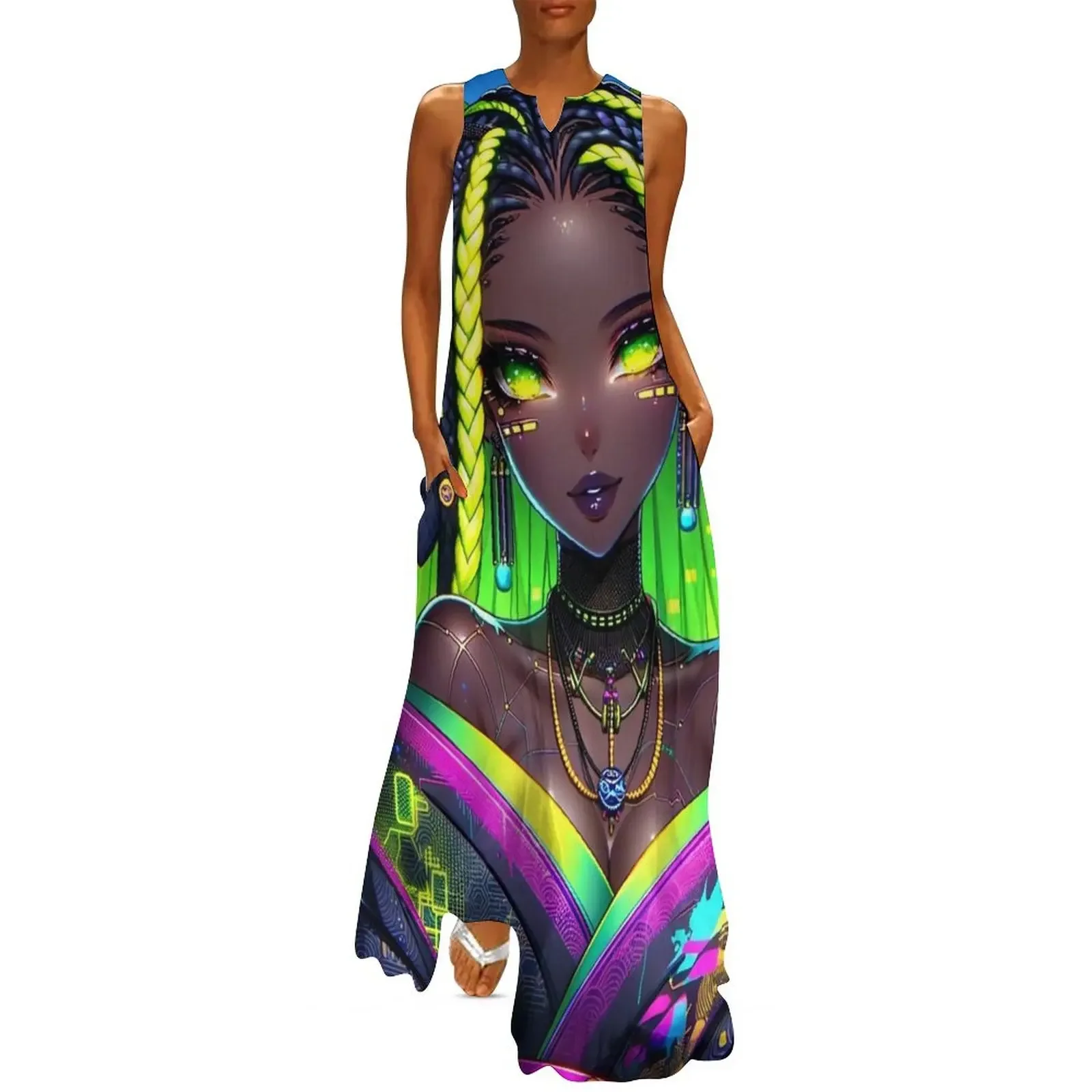 Futuristic Neon Beauty Long Dress women's summer jumpsuit Women's long dress Dress
Futuristic Neon Beauty Long Dress women's summer jumpsuit Women's long dress Dress