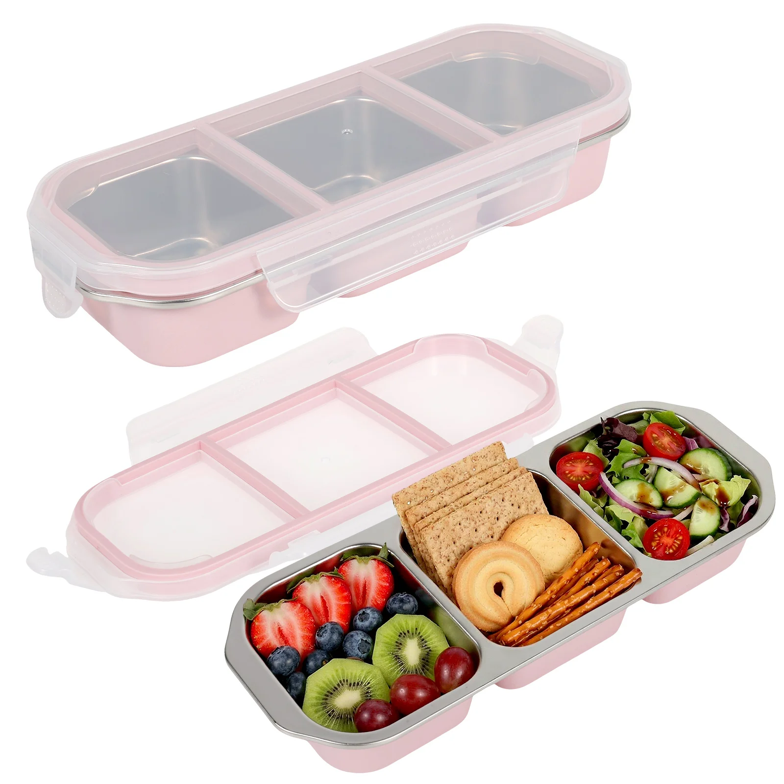 2Pcs Snack Container 2/3 Grids Stainless Steel Lunch Box with Lid Stackable Food Storage Container Leak-proof Snack Box for Work
2Pcs Snack Container 2/3 Grids Stainless Steel Lunch Box with Lid Stackable Food Storage Container Leak-proof Snack Box for Work
