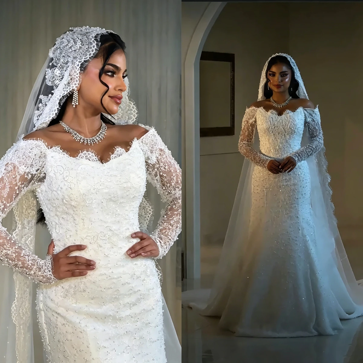 2026 Off Shoulder Mermaid Wedding Dress Long Sleeve Lace Beaded Bridal Gown Muslim Wedding Gown Vestido De Noiva Customized
2026 Off Shoulder Mermaid Wedding Dress Long Sleeve Lace Beaded Bridal Gown Muslim Wedding Gown Vestido De Noiva Customized