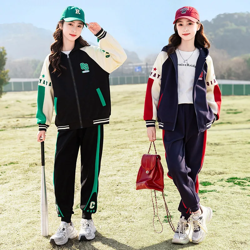 Spring and Autumn Patchwork Sports Children's Sets 4-16Y Girls Zipper Hooded Jacket Casual Pants Two Piece Set
Spring and Autumn Patchwork Sports Children's Sets 4-16Y Girls Zipper Hooded Jacket Casual Pants Two Piece Set