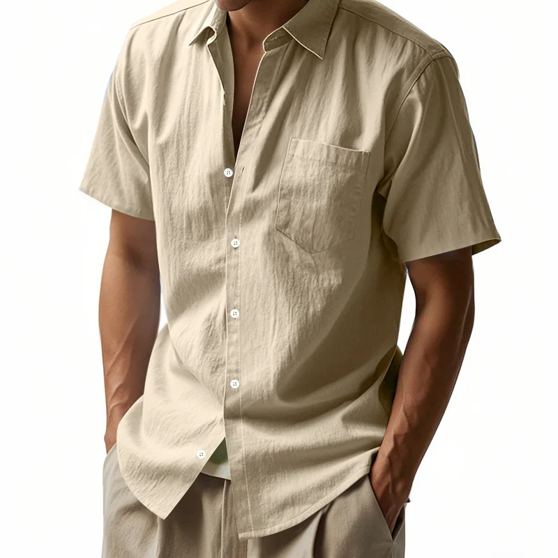 Men's Cotton Linen Breathable Button Down Shirt Casual Short Sleeve Lapel Solid Loose Shirt Tops New Summer Men Vacation Shirts
Men's Cotton Linen Breathable Button Down Shirt Casual Short Sleeve Lapel Solid Loose Shirt Tops New Summer Men Vacation Shirts