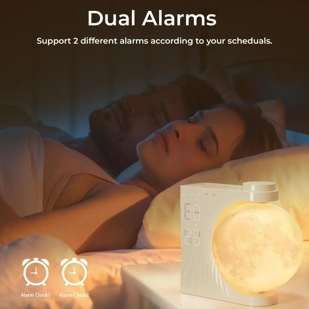 10 Light Effects Sunrise Alarm Clock 10 Sleep Nature Sounds 15 Ringtones Colorful Atmosphere Moon Lamp Adjustable
10 Light Effects Sunrise Alarm Clock 10 Sleep Nature Sounds 15 Ringtones Colorful Atmosphere Moon Lamp Adjustable