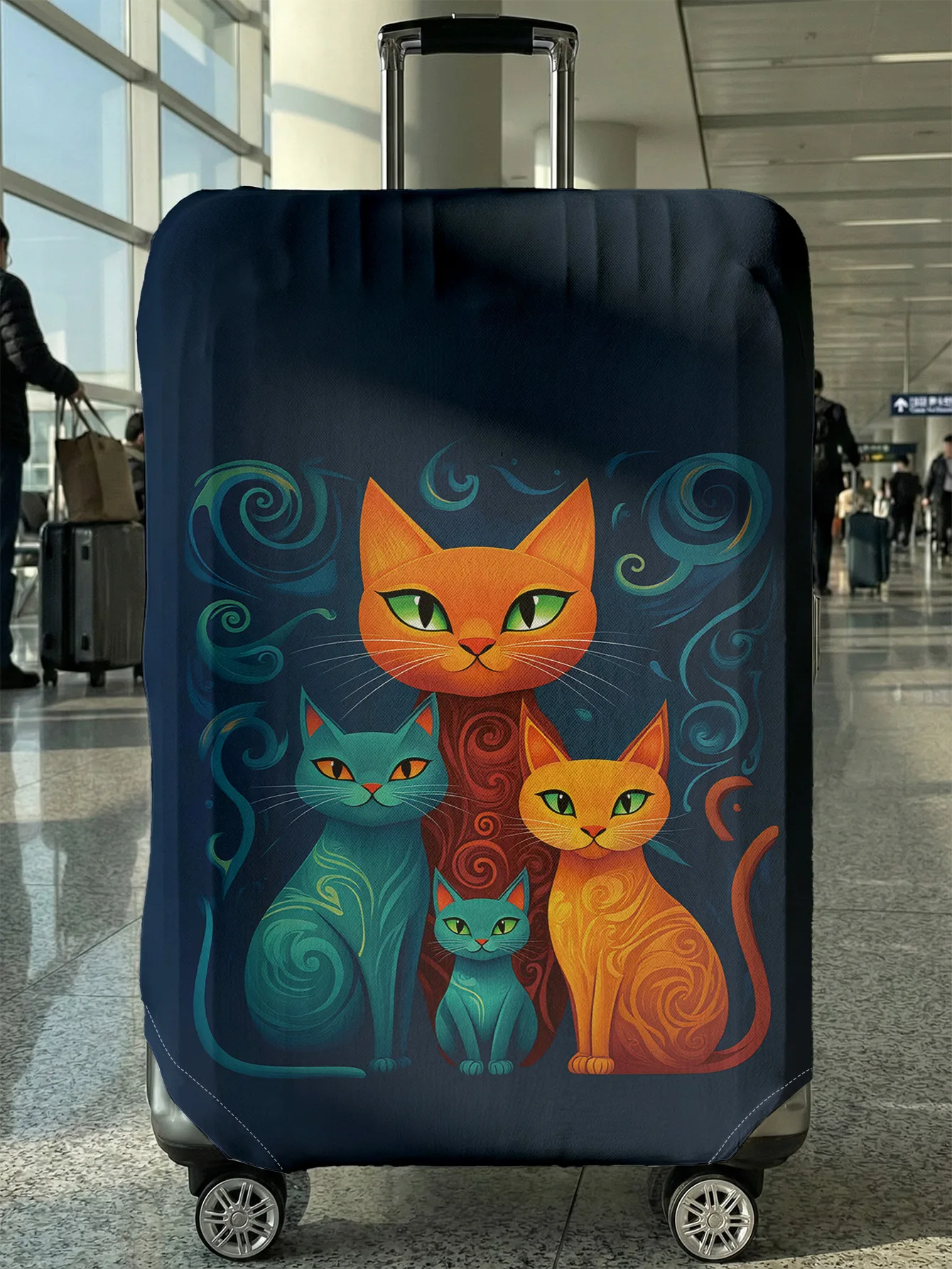Navy Blue Base Art Style Multiple Cats Luggage Cover, Suitable for 18-32 Inch Luggage Cover, Luggage Handle Glove, Travel Access
Navy Blue Base Art Style Multiple Cats Luggage Cover, Suitable for 18-32 Inch Luggage Cover, Luggage Handle Glove, Travel Access