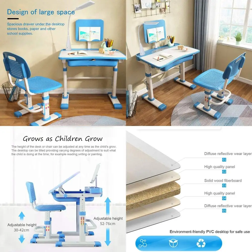 Регулируемый по высоте детский стол и стул с LED-подсветкой, подставкой для книг и местом для хранения, синий
Регулируемый по высоте детский стол и стул с LED-подсветкой, подставкой для книг и местом для хранения, синий