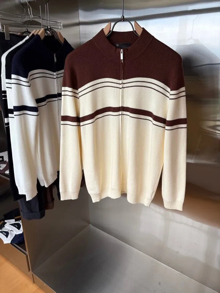 Loro Men's High-End Cotton Blend Knitted Open Cardigan Stand Collar Striped Sweater Jaet Soft Touch Casual Wear
Loro Men's High-End Cotton Blend Knitted Open Cardigan Stand Collar Striped Sweater Jaet Soft Touch Casual Wear