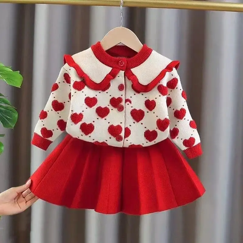 Girl Two Piece Set Autumn Winter 2024 Christmas New Year Red Knitting Love Sweater Pleated Skirt Casual Simple Fashion Sweet
Girl Two Piece Set Autumn Winter 2024 Christmas New Year Red Knitting Love Sweater Pleated Skirt Casual Simple Fashion Sweet