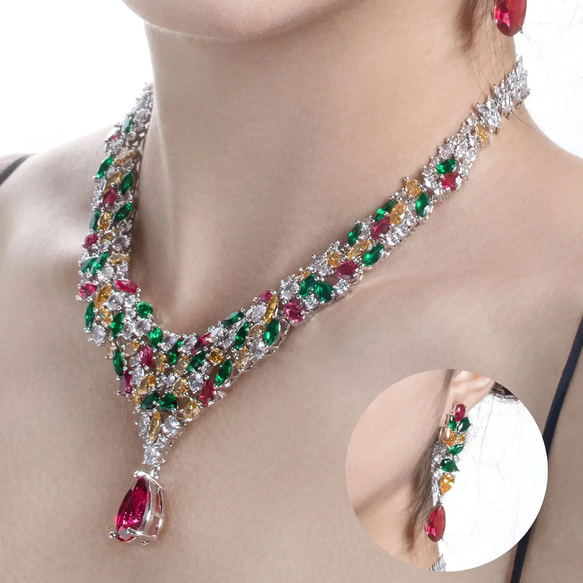 CHKAWOCI Water drop Zircon necklace earrings set Valentine's Day gift for female niche light luxury dinner wedding accessories
CHKAWOCI Water drop Zircon necklace earrings set Valentine's Day gift for female niche light luxury dinner wedding accessories