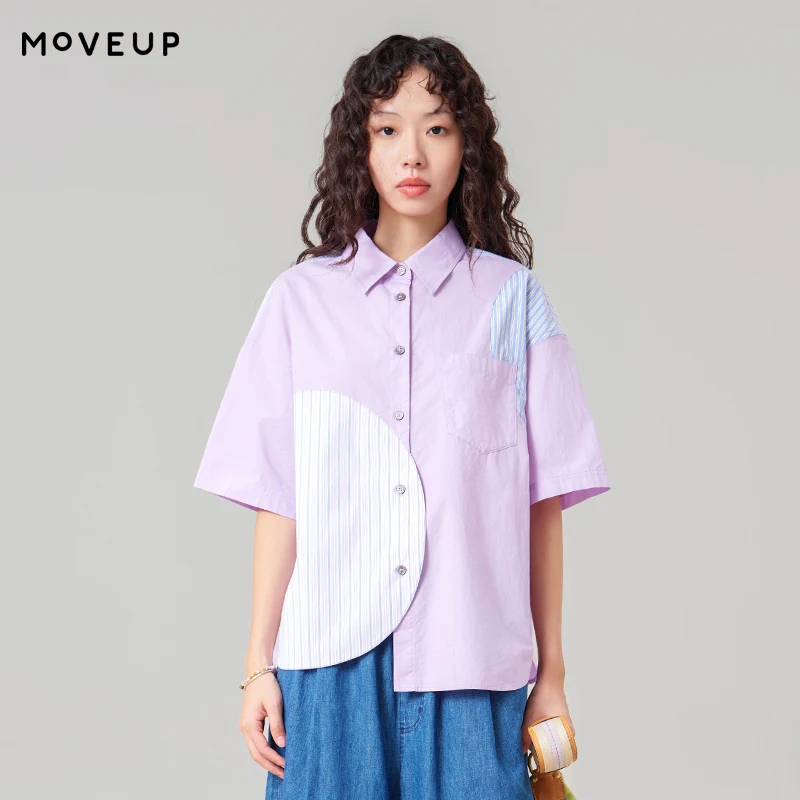 MOVEUP Commuter Short Sleeved Shirt 2026 Summer New Cotton Bump Fabric Splicing Stripe Irregular Hem Shirt For Women 3ELX20429
MOVEUP Commuter Short Sleeved Shirt 2026 Summer New Cotton Bump Fabric Splicing Stripe Irregular Hem Shirt For Women 3ELX20429