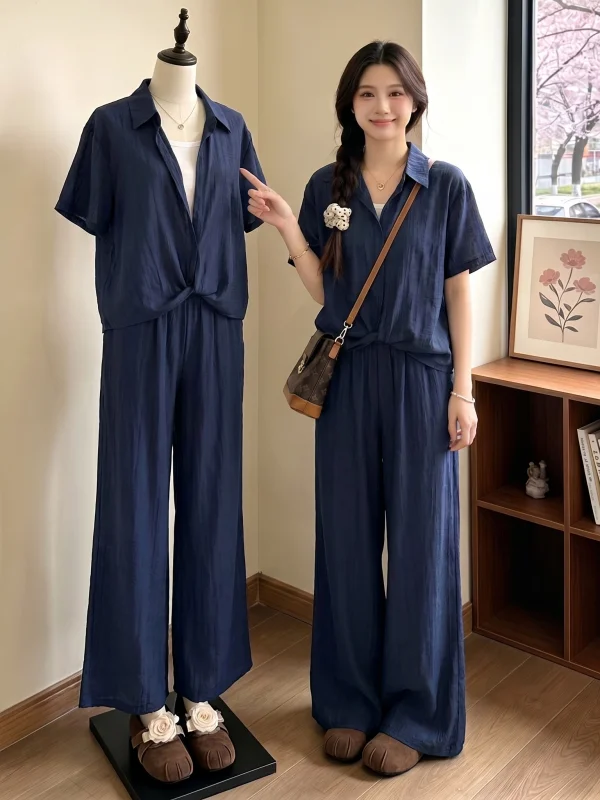 Salt System plus Size Women's Fashion Summer 2026 Blue Shirt Wide Leg Pants Two Piece Set High Waist Commute Style Regular Fit
Salt System plus Size Women's Fashion Summer 2026 Blue Shirt Wide Leg Pants Two Piece Set High Waist Commute Style Regular Fit