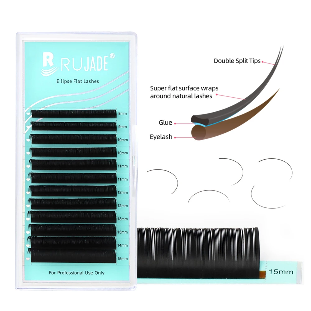 RUJADE Natural Ultra Air Soft Flat Ellipse Lashes Matte Black Faux Flat Individual Split-tips Eyelash Lash Extension Makeup 
RUJADE Natural Ultra Air Soft Flat Ellipse Lashes Matte Black Faux Flat Individual Split-tips Eyelash Lash Extension Makeup