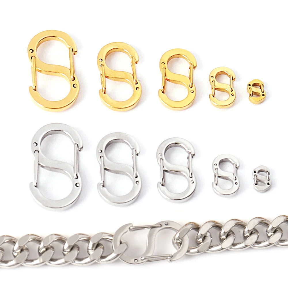 4PCS 316L Stainless Steel Chic Letter S Buckle Snap Hook Carabiner Necklaces Connectors Leather For Jewelry Making Materials
4PCS 316L Stainless Steel Chic Letter S Buckle Snap Hook Carabiner Necklaces Connectors Leather For Jewelry Making Materials