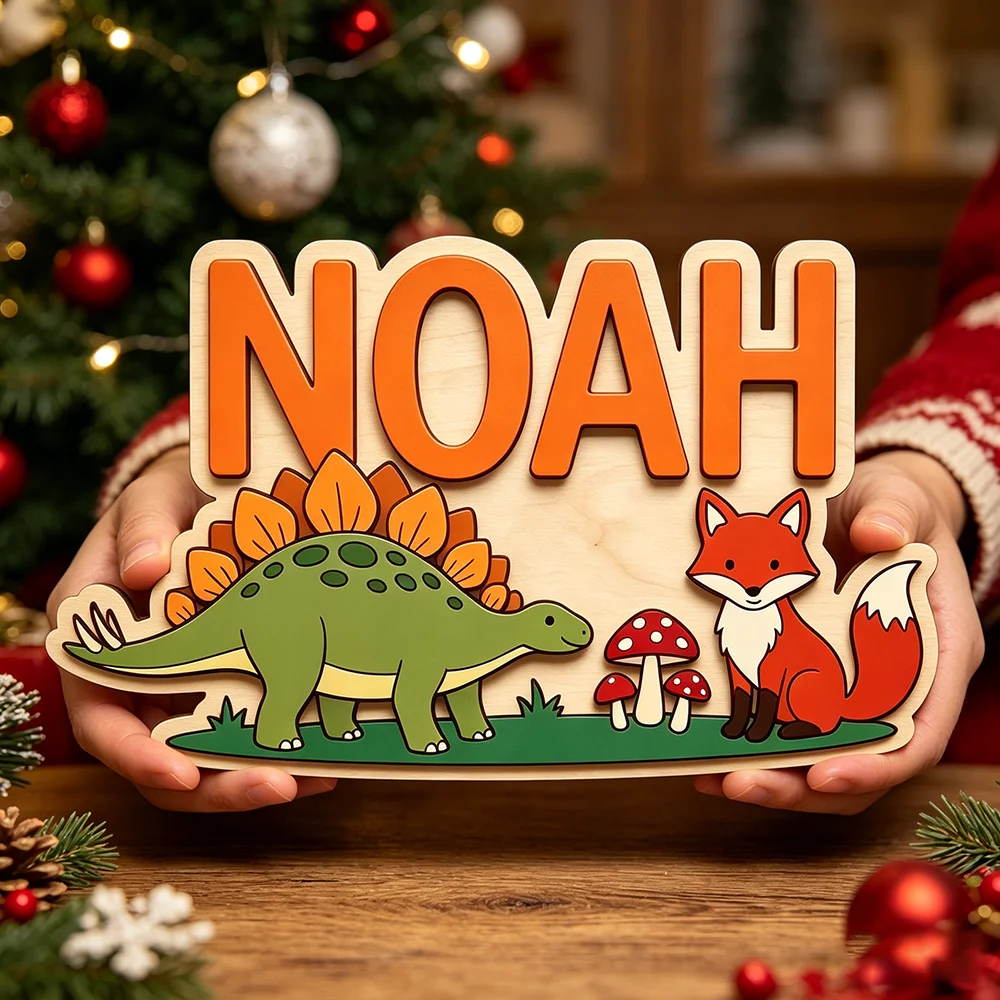 Personalized Cute Stegosaurus & Fox Name Sign for The Dearest Baby, Wooden Kids Room Forest Animal Decor
Personalized Cute Stegosaurus & Fox Name Sign for The Dearest Baby, Wooden Kids Room Forest Animal Decor