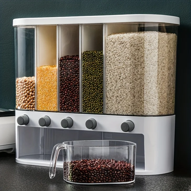 1pc Large Capacity Dry Food Dispenser with 5-Tier Storage And Measuring Cup - Heavy-Duty Plastic Cereal, Rice, Pasta Dispenser with One-Touch Operation, Design And Clear Panels for Pantry Organization - Ideal for Home And Commercial Kitchens
1pc Large Capacity Dry Food Dispenser with 5-Tier Storage And Measuring Cup - Heavy-Duty Plastic Cereal, Rice, Pasta Dispenser with One-Touch Operation, Design And Clear Panels for Pantry Organization - Ideal for Home And Commercial Kitchens