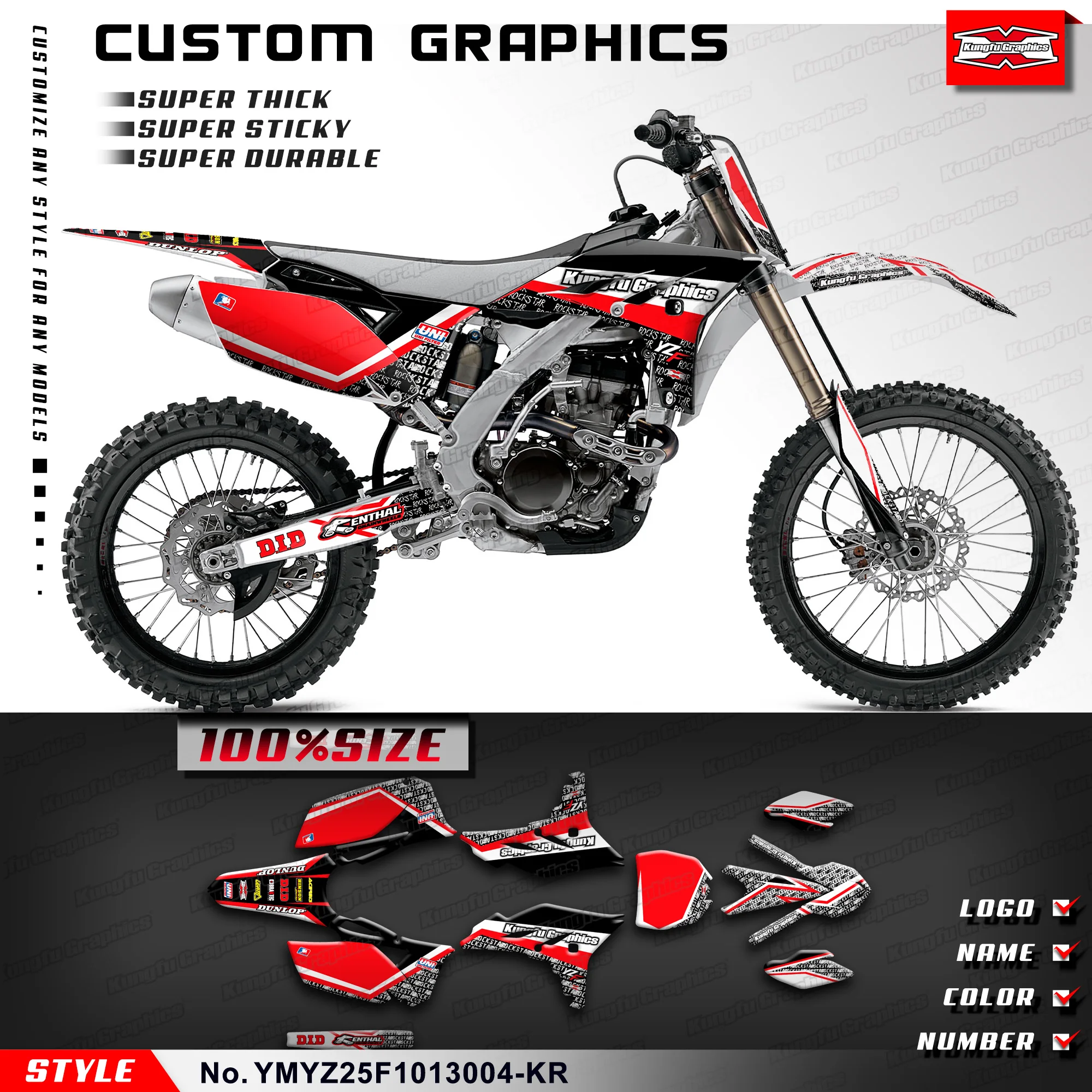 KUNGFU GRAPHICS Dirt Bike Stickers Custom Vinyl Decals Kit Wraps for Yamaha YZ250F YZF250 2010 2011 2012 2013 YMYZ25F1013004-KR
KUNGFU GRAPHICS Dirt Bike Stickers Custom Vinyl Decals Kit Wraps for Yamaha YZ250F YZF250 2010 2011 2012 2013 YMYZ25F1013004-KR