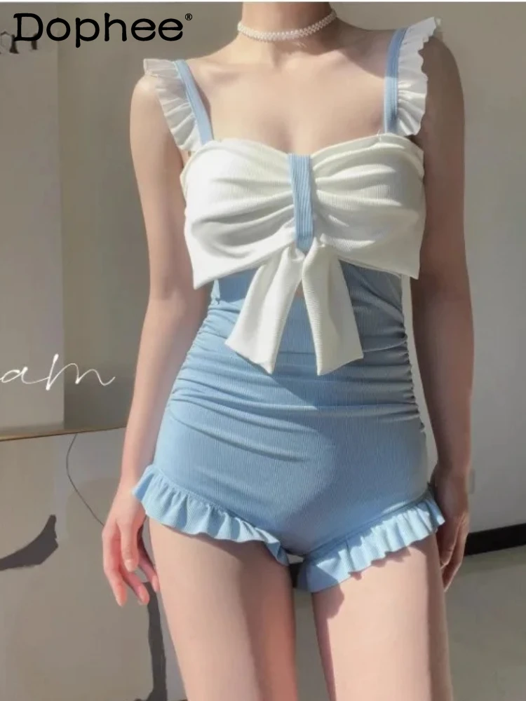 Elegant Sweet Bow Girl Square Neck Ruffles Suspender Swimsuit Women 2025 New Summer Swimming Sexy Sleeveless One-piece Swimsuits
Elegant Sweet Bow Girl Square Neck Ruffles Suspender Swimsuit Women 2025 New Summer Swimming Sexy Sleeveless One-piece Swimsuits