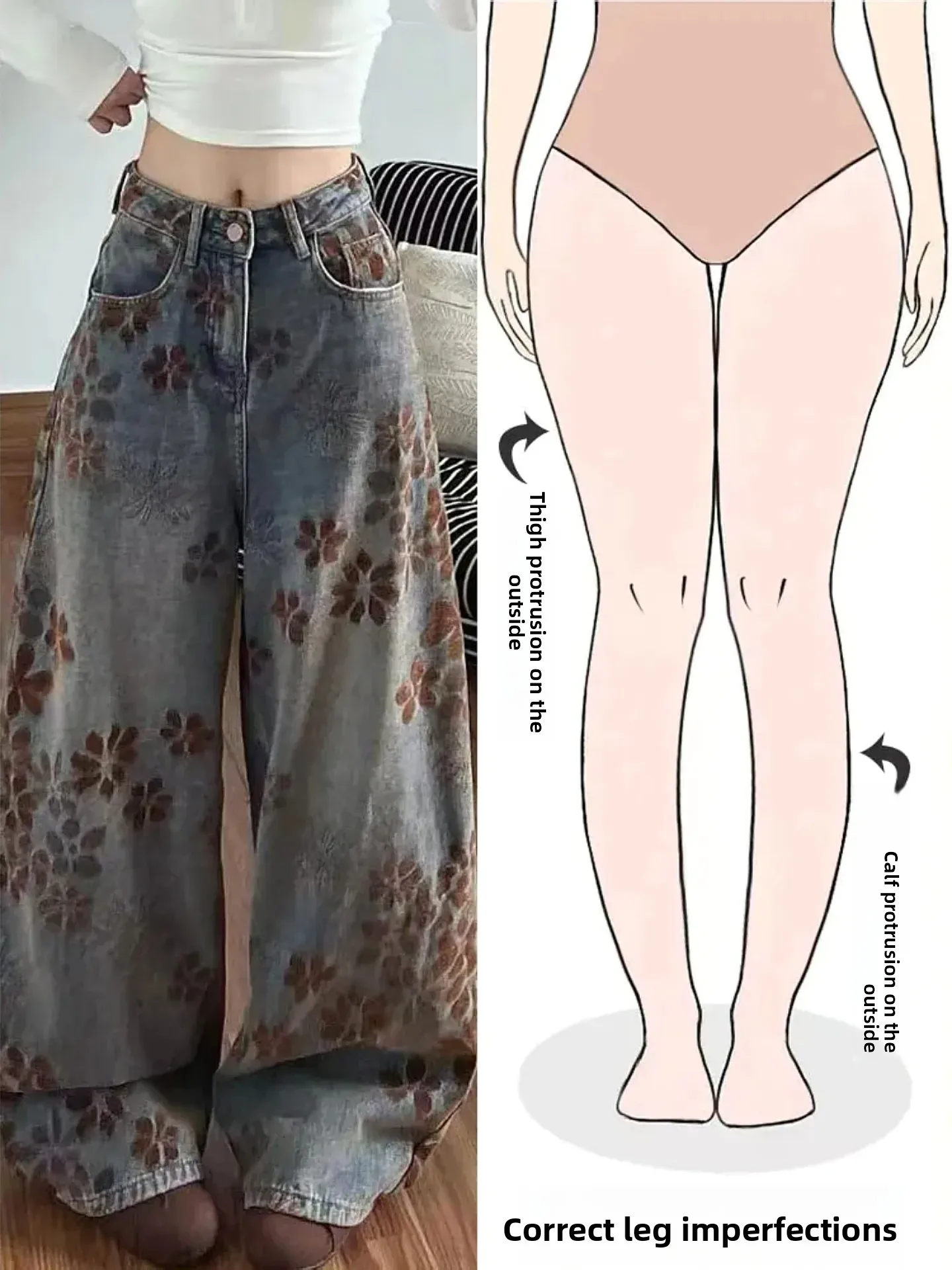 Retro American Floral Embroidery Thin Fleece Design Jeans Women Winter New High Street Loose Wide Leg Long Pants Pear Body Shape
Retro American Floral Embroidery Thin Fleece Design Jeans Women Winter New High Street Loose Wide Leg Long Pants Pear Body Shape