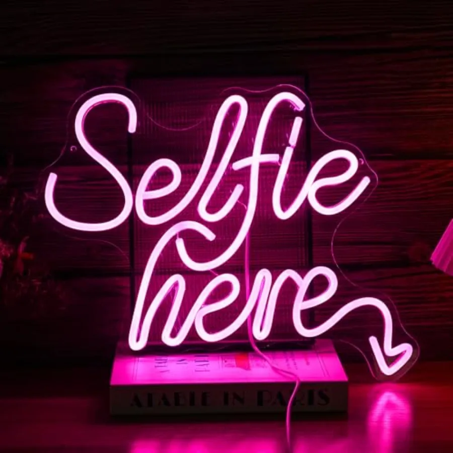 Selfie Here Neon Sign Dimmable Words Light Up Sign for Wall Decor Selfie Led Neon Light for Selfie Station Photo Studio Bedroom
Selfie Here Neon Sign Dimmable Words Light Up Sign for Wall Decor Selfie Led Neon Light for Selfie Station Photo Studio Bedroom
