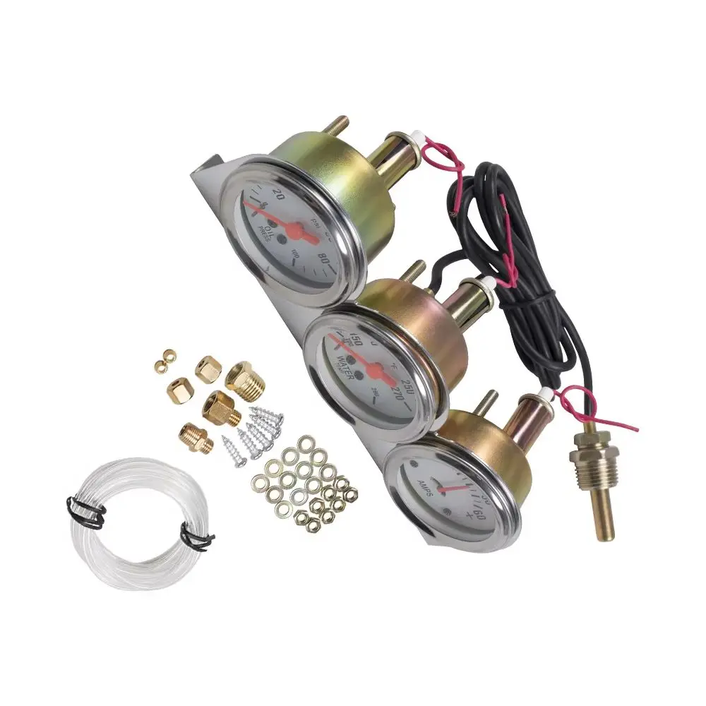2" Chrome Panel White Face Triple Gauge Kit Oil Pressure Water Temp Amp Meter Car Gauge Set BX101323
2" Chrome Panel White Face Triple Gauge Kit Oil Pressure Water Temp Amp Meter Car Gauge Set BX101323