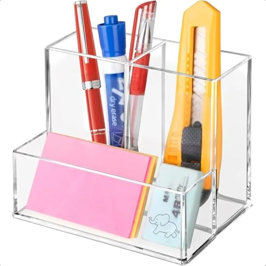 Pen Holder for Desk Clear Acrylic Pencil Holder for Desk Marker Holder with 3 Compartments Pencil Organizer for Home Office Cla
Pen Holder for Desk Clear Acrylic Pencil Holder for Desk Marker Holder with 3 Compartments Pencil Organizer for Home Office Cla