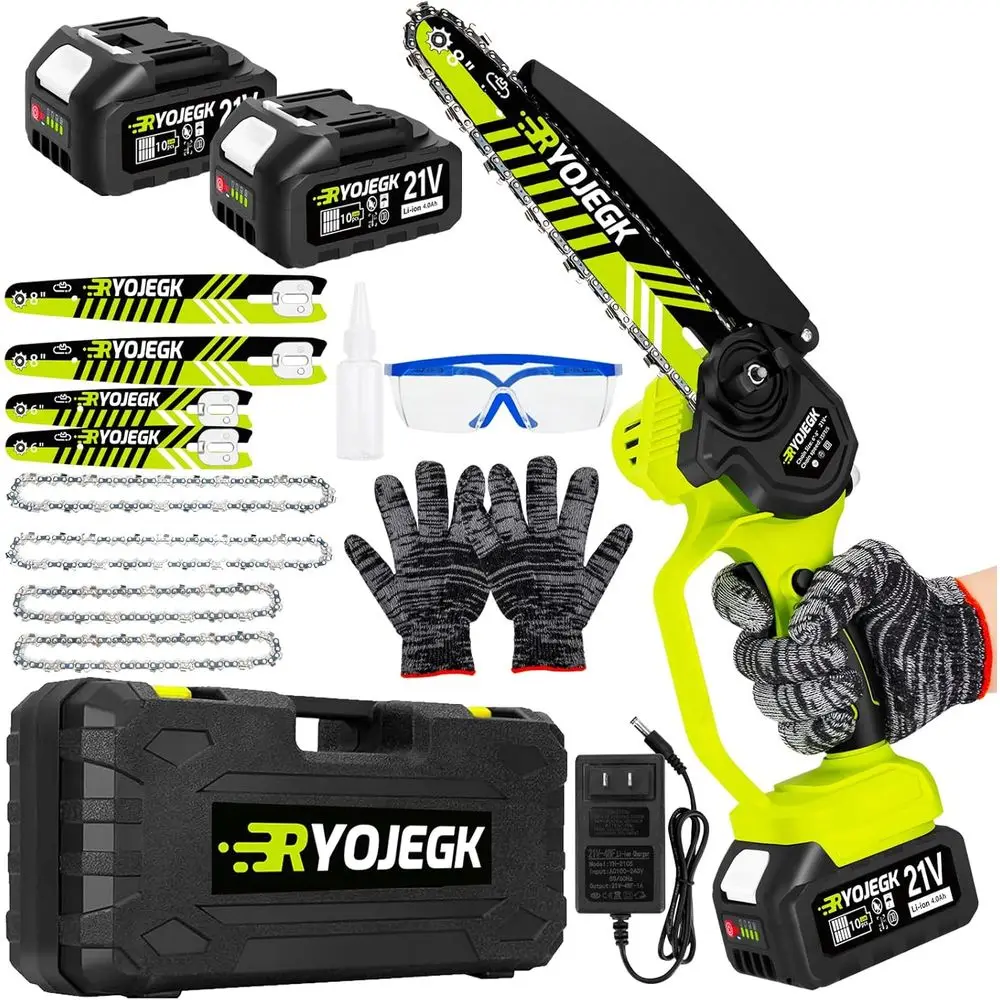 8 & 6 Inch Mini Chainsaw Cordless,2×4.0Ah Battery Tool-Free Installation Small Brushless Chain Saw with 4 Guides & Chain,Portabl
8 & 6 Inch Mini Chainsaw Cordless,2×4.0Ah Battery Tool-Free Installation Small Brushless Chain Saw with 4 Guides & Chain,Portabl