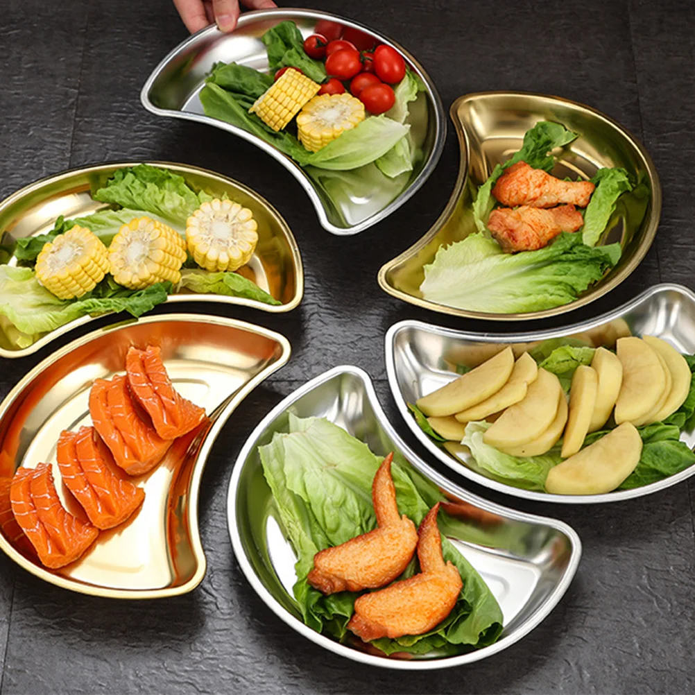 Stainless Steel Food Plate Moon Shape Crescent Design Multipurpose Kitchen Tray Fruit Snack Dessert Storage Holder
Stainless Steel Food Plate Moon Shape Crescent Design Multipurpose Kitchen Tray Fruit Snack Dessert Storage Holder