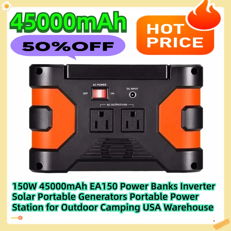 150W 45000mAh EA150 Power Banks Inverter Solar Portable Generators Portable Power Station for Outdoor Camping USA Warehouse
150W 45000mAh EA150 Power Banks Inverter Solar Portable Generators Portable Power Station for Outdoor Camping USA Warehouse