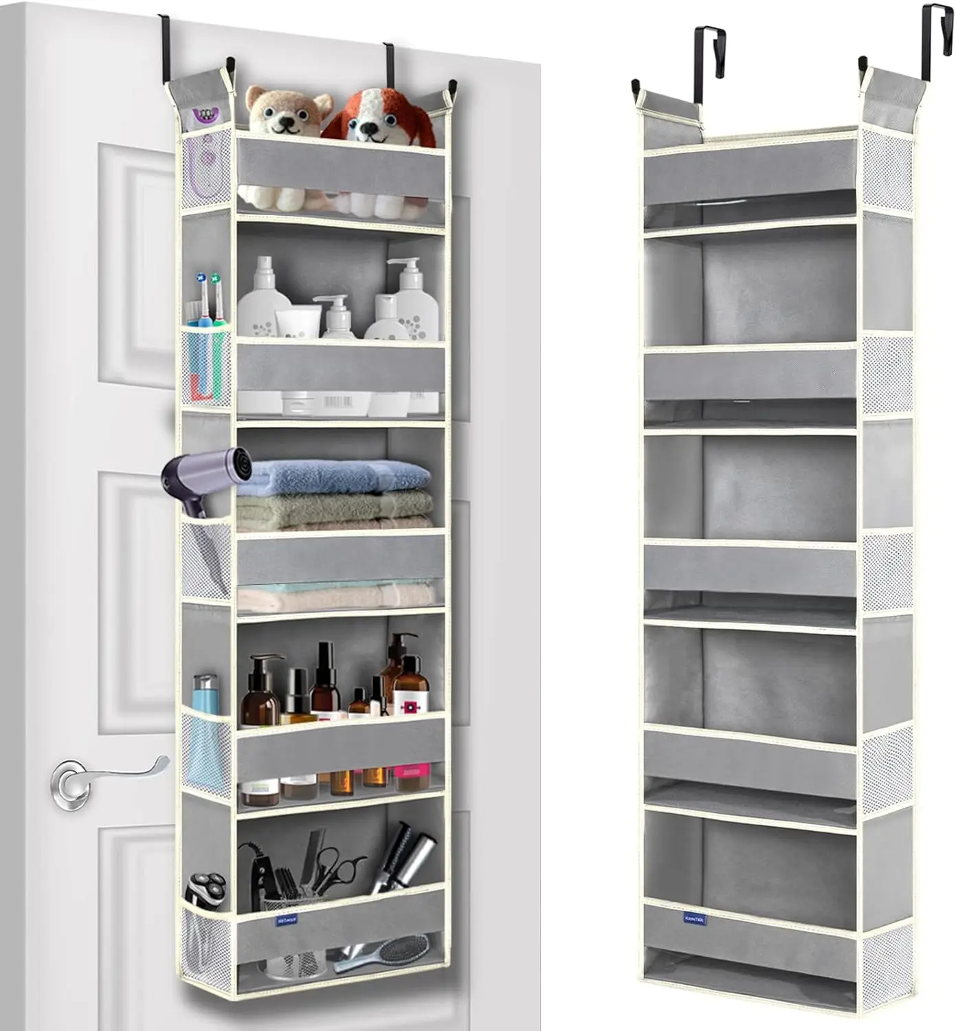 5-Shelf Over Door Organizer with 10 Side Pockets, Grey, for Bathroom, Bedroom, Nursery
5-Shelf Over Door Organizer with 10 Side Pockets, Grey, for Bathroom, Bedroom, Nursery