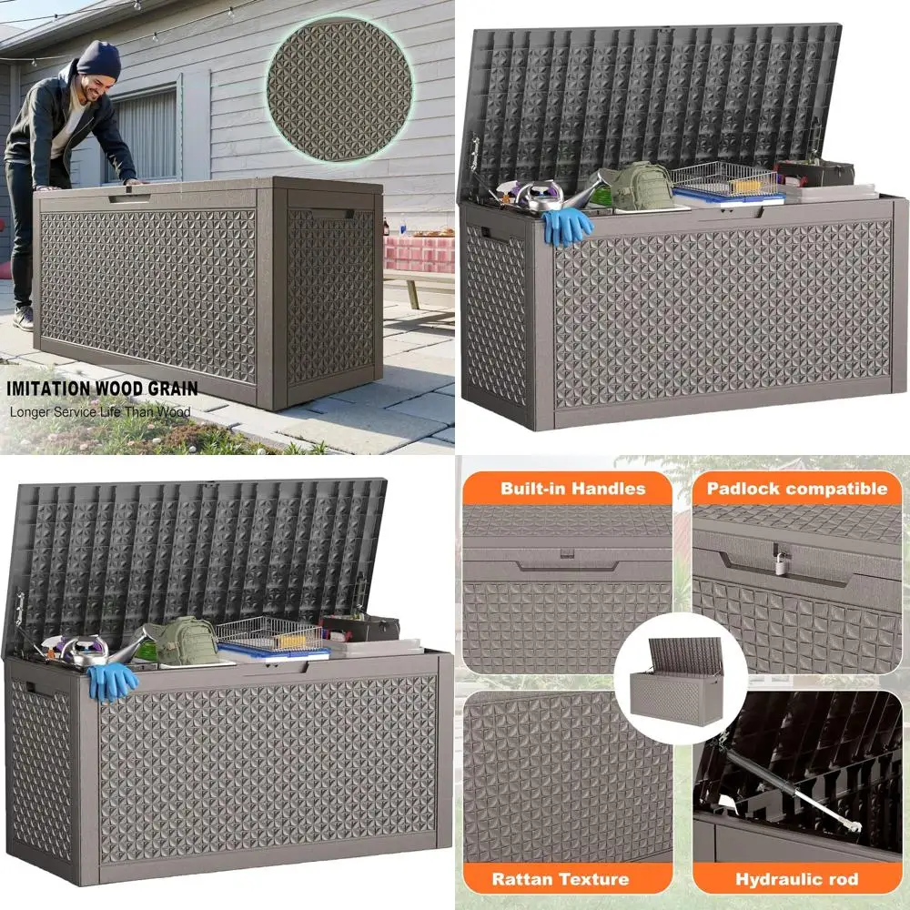 Водонепроницаемый ящик для уличной террасы — скамейка для хранения вещей на 125 галлонов для мебели для патио, садовых инструментов, подушек и аксессуаров для бассейна с Lo
Водонепроницаемый ящик для уличной террасы — скамейка для хранения вещей на 125 галлонов для мебели для патио, садовых инструментов, подушек и аксессуаров для бассейна с Lo