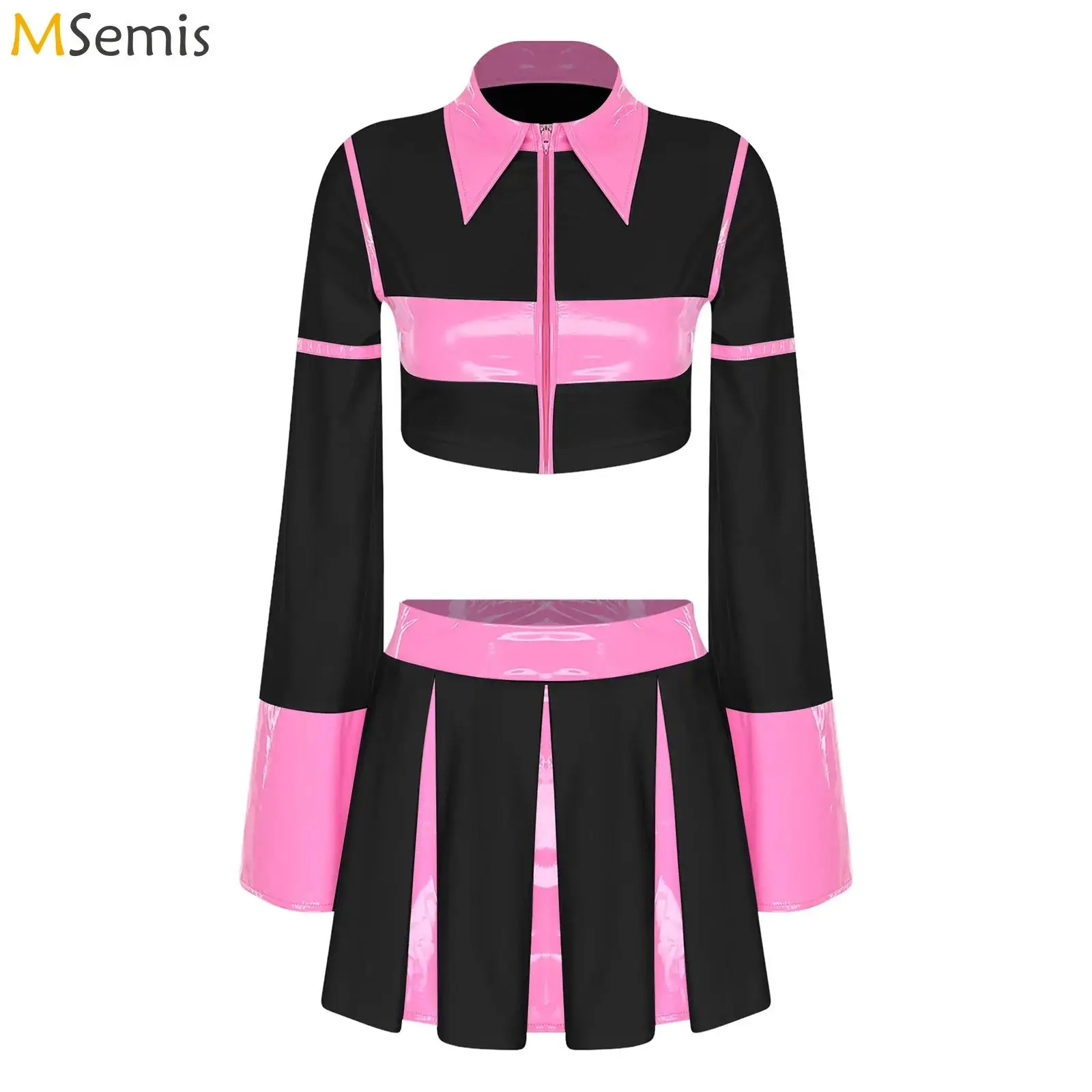 Женский костюм болельщика, аниме, косплей, танцевальная одежда для черлидинга, расклешенный укороченный топ на молнии спереди и плиссированная мини-юбка со вставками
Женский костюм болельщика, аниме, косплей, танцевальная одежда для черлидинга, расклешенный укороченный топ на молнии спереди и плиссированная мини-юбка со вставками