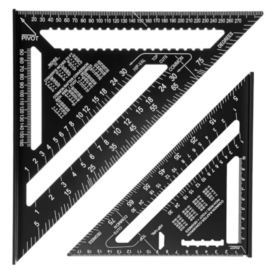 Double Scale Triangle Ruler Set, 7 inch and 12 Inch Aluminum Alloy Carpenter Square, Angle Measuring Layout Tool with Protracto
Double Scale Triangle Ruler Set, 7 inch and 12 Inch Aluminum Alloy Carpenter Square, Angle Measuring Layout Tool with Protracto