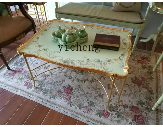 XL European brass wrought iron retro French green hand-painted flower coffee table corner table
XL European brass wrought iron retro French green hand-painted flower coffee table corner table