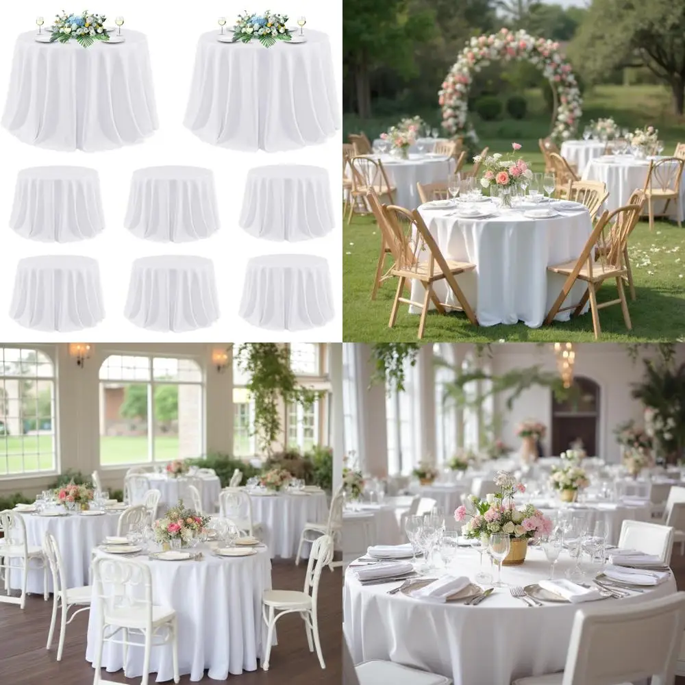 120 Inch Round White Tablecloths, 8 Pack - Polyester Circle Table Covers for Weddings, Parties, and Banquets
120 Inch Round White Tablecloths, 8 Pack - Polyester Circle Table Covers for Weddings, Parties, and Banquets