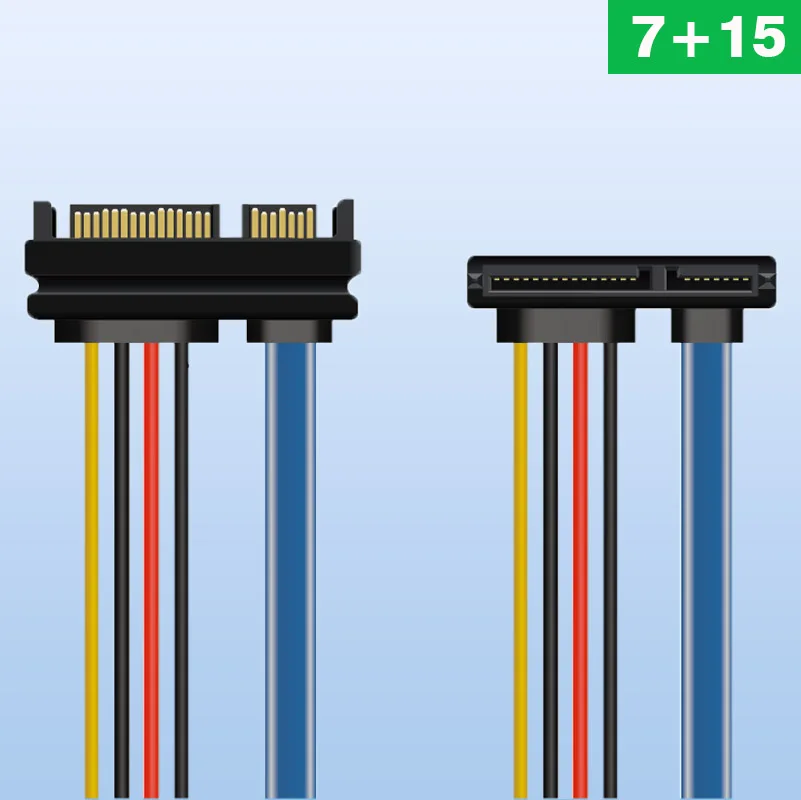 Hard Disk Cable SATA Data Power Cable 7 + 15 Pin 22pin SATA Male To Female 90 Degree Angle Adapter Cable Extension Cable 10cm
Hard Disk Cable SATA Data Power Cable 7 + 15 Pin 22pin SATA Male To Female 90 Degree Angle Adapter Cable Extension Cable 10cm