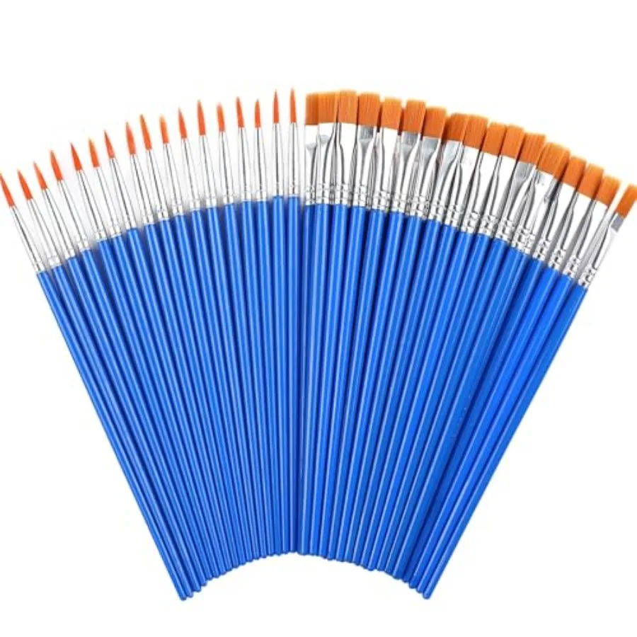 60 Pcs Round Flat Small Paint Brushes Bulk for Detail Painting in Various Colors High-Quality Synthetic Bristles for Precision
60 Pcs Round Flat Small Paint Brushes Bulk for Detail Painting in Various Colors High-Quality Synthetic Bristles for Precision