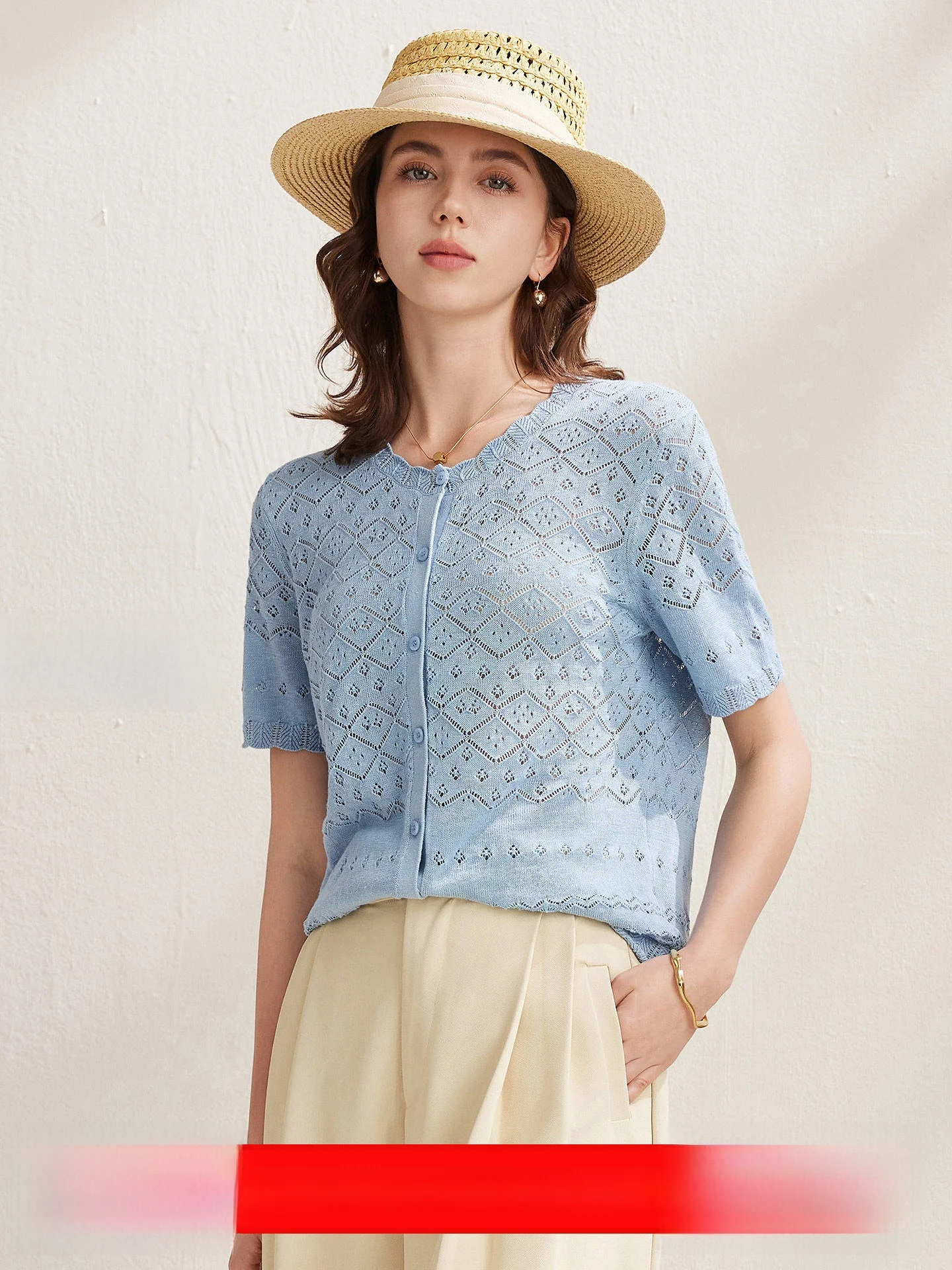 Mao Jun 2026 Spring Summer New Sle Women's ort Sve Knitted irt Linen Hollow out round Ne Diamond Patterned Open Ca...
Mao Jun 2026 Spring Summer New Sle Women's ort Sve Knitted irt Linen Hollow out round Ne Diamond Patterned Open Ca...