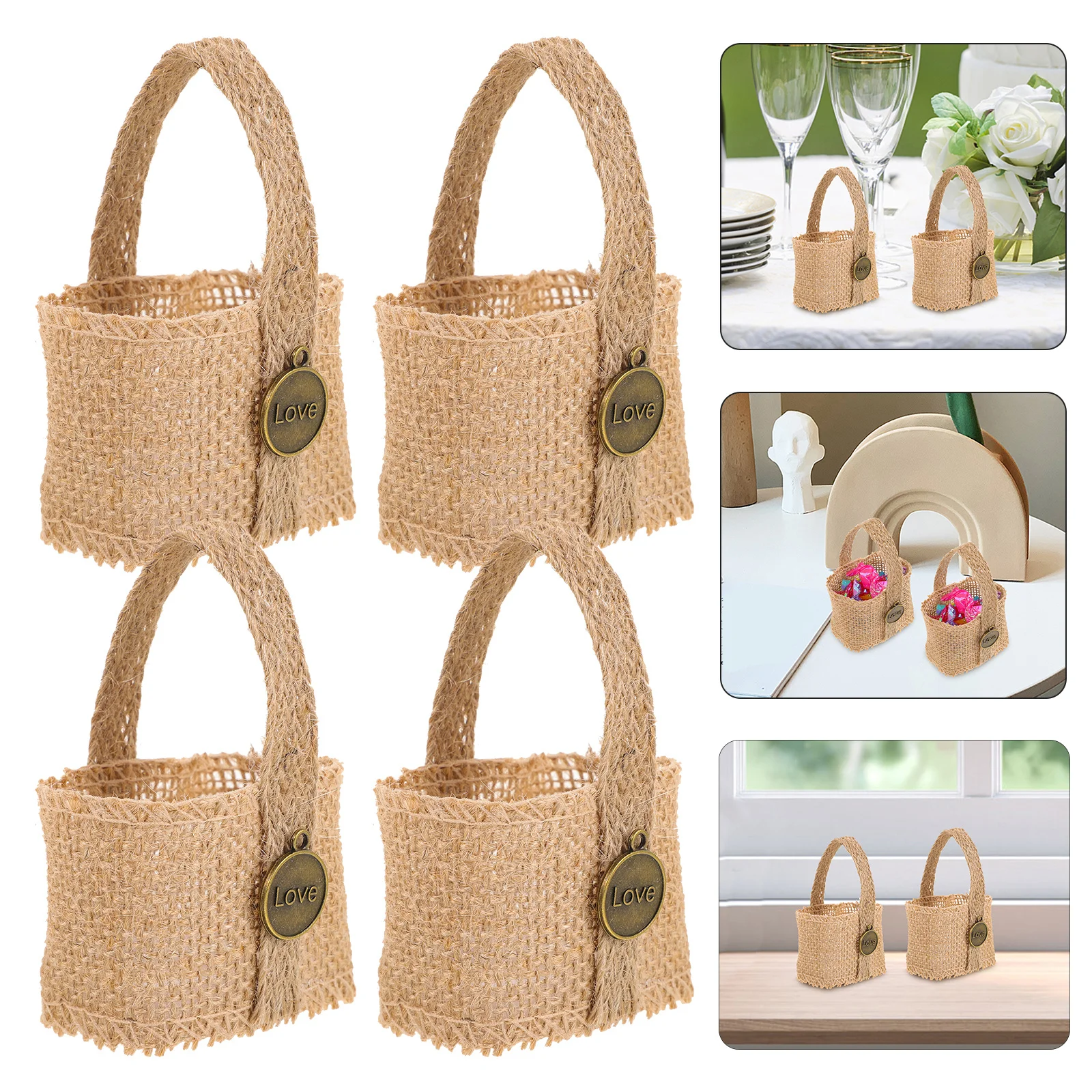 4Pcs Wedding Candy Storage Basket Bag Linen Burlap Flower Basket Romantic Banquet Gift Candy Linen Bag Decorative Pouch
4Pcs Wedding Candy Storage Basket Bag Linen Burlap Flower Basket Romantic Banquet Gift Candy Linen Bag Decorative Pouch