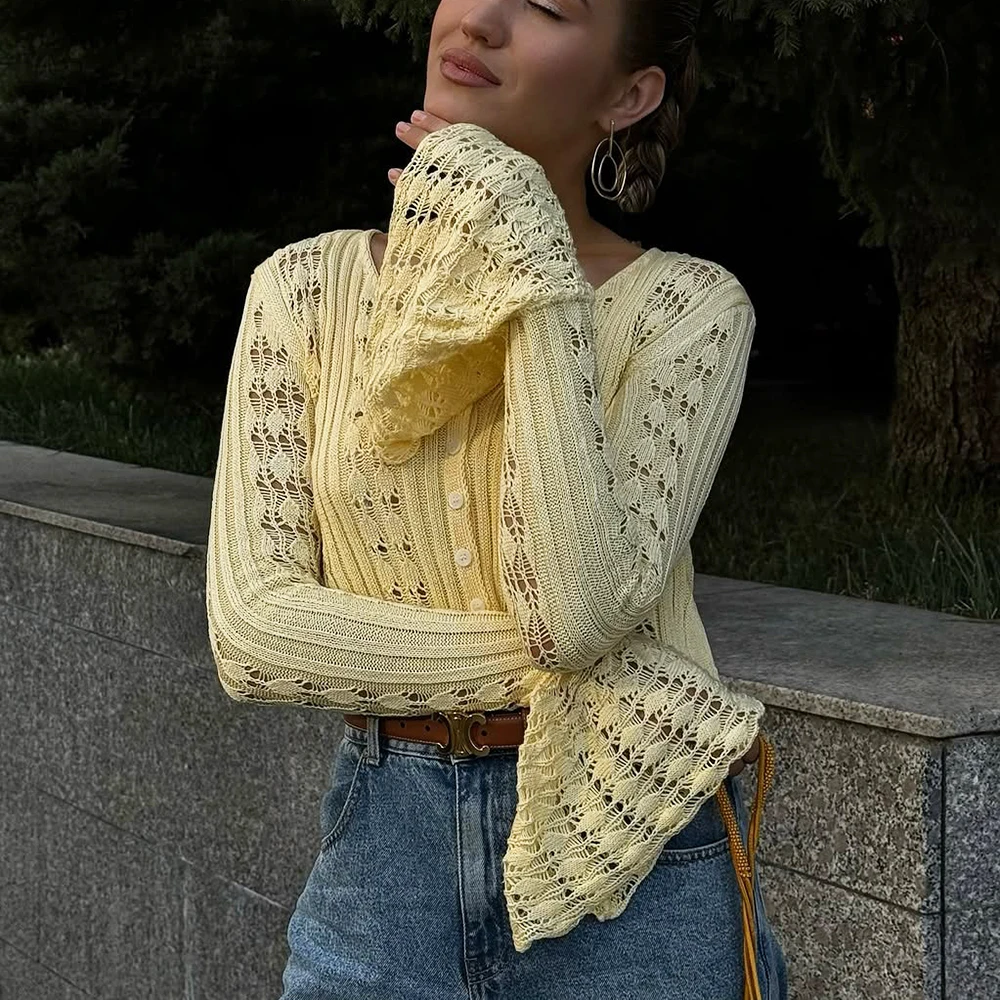 Talenza White Skeleton Knit Pullover Women's Solid Long Sleeve V-Neck Short Knit Tops Spring Casual Office Loose Female Cardigan
Talenza White Skeleton Knit Pullover Women's Solid Long Sleeve V-Neck Short Knit Tops Spring Casual Office Loose Female Cardigan