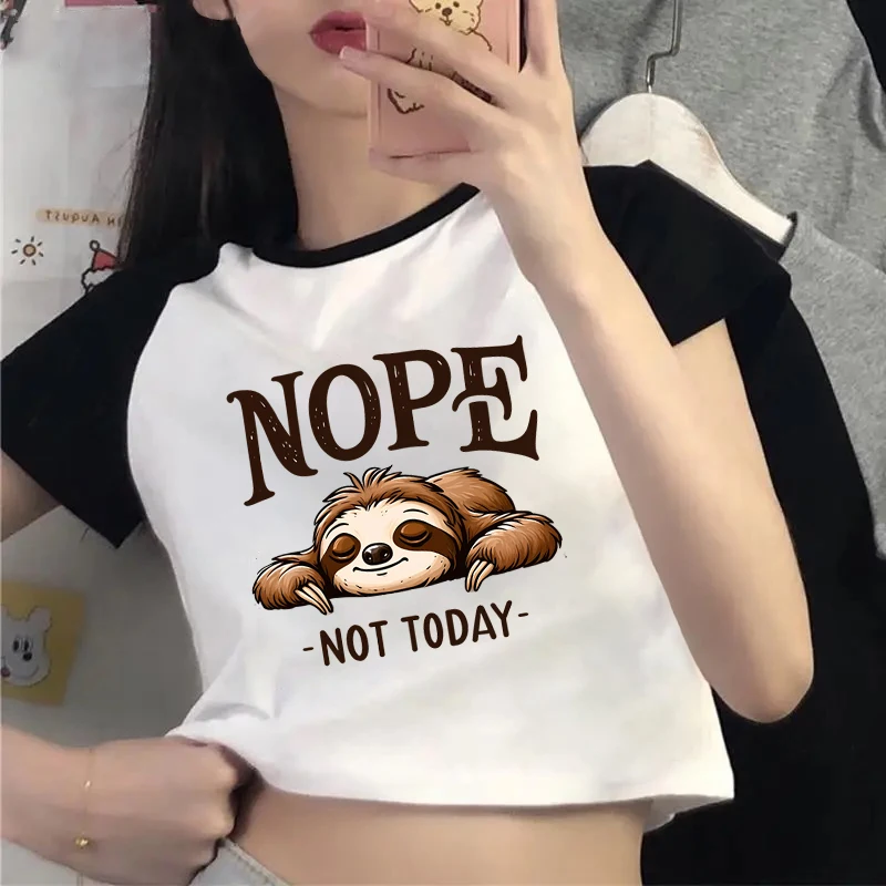 Nope Sloth Not Today Graphic Cropped T-shirt Women Lazy Sloth Sexy Crop Tops Cartoon Cute Animals Graphic Short Sleeve T-shirt
Nope Sloth Not Today Graphic Cropped T-shirt Women Lazy Sloth Sexy Crop Tops Cartoon Cute Animals Graphic Short Sleeve T-shirt