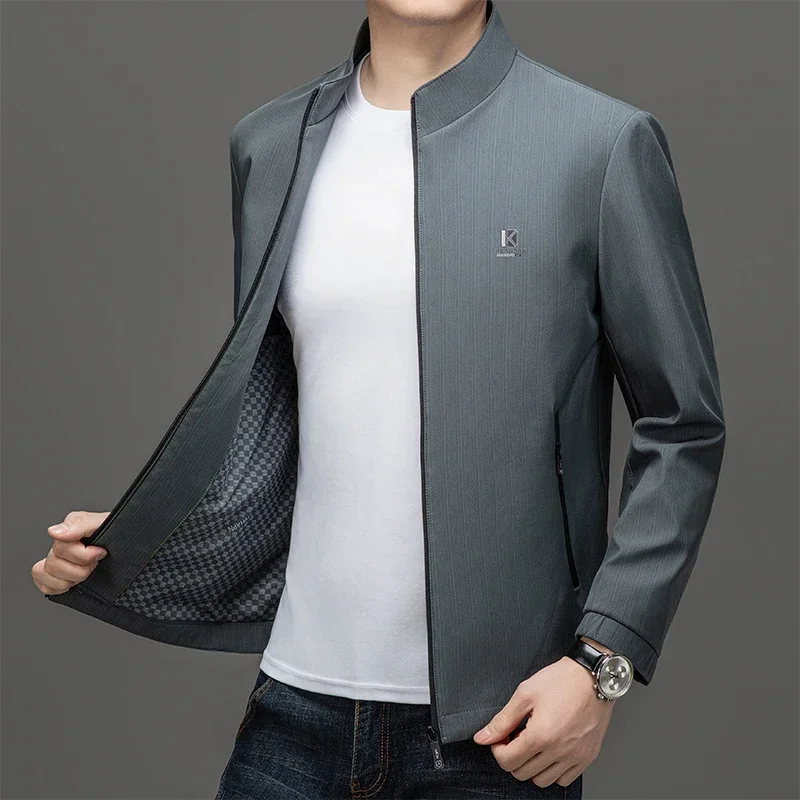 Men's Jacket Turn-down Collar striped Business Casual Solid Color Jacket for Men Work Men Coat Spring Autumn
Men's Jacket Turn-down Collar striped Business Casual Solid Color Jacket for Men Work Men Coat Spring Autumn