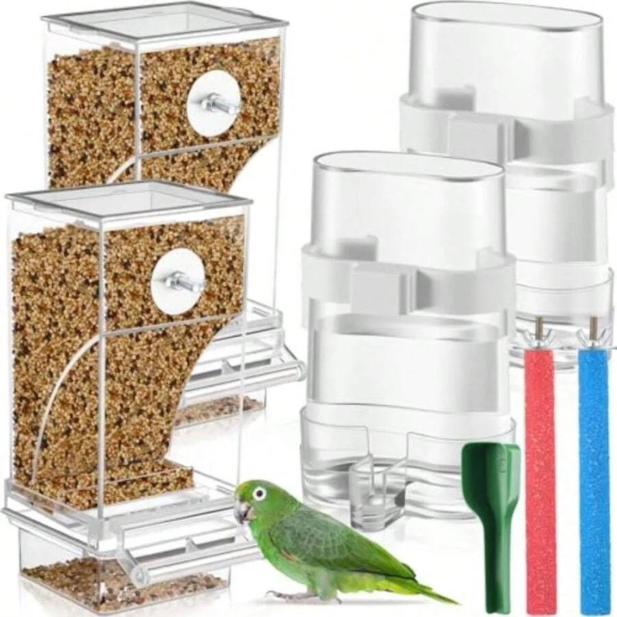 7 Pcs No Mess Bird Feeder Water Dispenser Set Include Automatic Parrot Feeder And Drinker With Parrot Paw Grinding Stick Food A
7 Pcs No Mess Bird Feeder Water Dispenser Set Include Automatic Parrot Feeder And Drinker With Parrot Paw Grinding Stick Food A