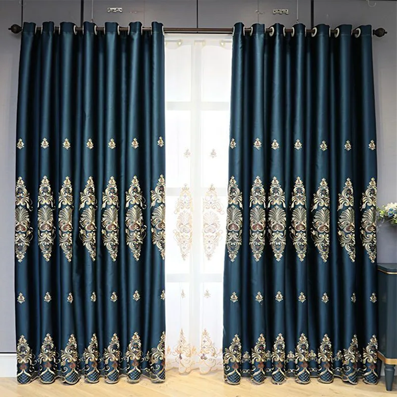 Custom European luxury high-precision bedroom living room bay window embroidered blue blackout curtain tulle drape C2175
Custom European luxury high-precision bedroom living room bay window embroidered blue blackout curtain tulle drape C2175