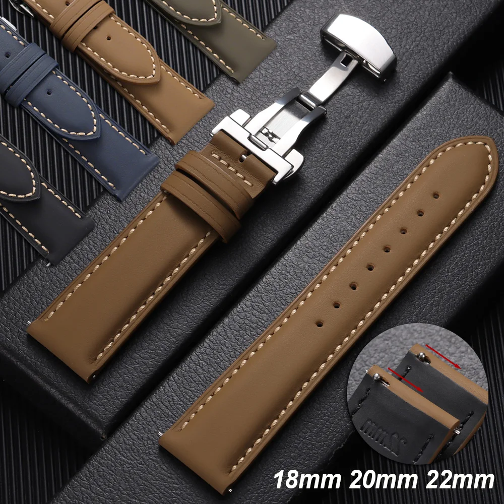 Quick Release Stitching Bracelet Genuine Calfskin Leather Strap 18mm 20mm 22mm Watch Band Butterfly Buckle Belt for Men Women
Quick Release Stitching Bracelet Genuine Calfskin Leather Strap 18mm 20mm 22mm Watch Band Butterfly Buckle Belt for Men Women