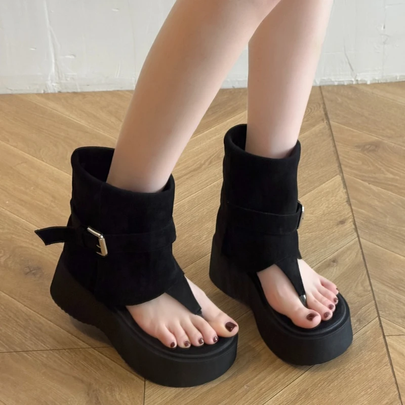 Platform Ankle Sandals Boots Women's Flats Clip Toe Designer Shoes 2025 Autumn Fashion Slides Walking Dress Mujer De Sandalias 
Platform Ankle Sandals Boots Women's Flats Clip Toe Designer Shoes 2025 Autumn Fashion Slides Walking Dress Mujer De Sandalias