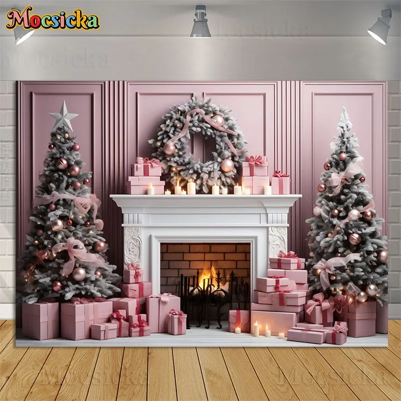 Christmas Family Portrait Photo Photography Background Xmas Tree Fireplace Pink Classic Wall Gift Kids Portrait Backdrops Studio
Christmas Family Portrait Photo Photography Background Xmas Tree Fireplace Pink Classic Wall Gift Kids Portrait Backdrops Studio