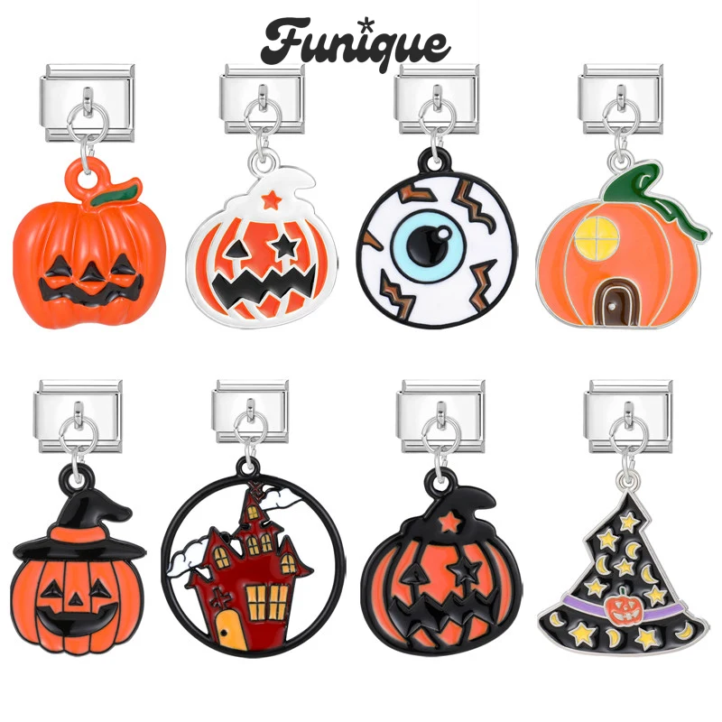 FUNIQUE Retro Pumpkin Eyes Castle Hat Italian Charm Links Fit 9mm Bracelet Stainless Steel DIY Jewelry Making Halloween Gift
FUNIQUE Retro Pumpkin Eyes Castle Hat Italian Charm Links Fit 9mm Bracelet Stainless Steel DIY Jewelry Making Halloween Gift